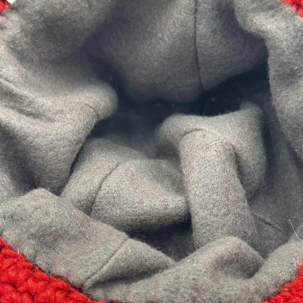 Crochet Red/Brown Knit Cloche Bucket Hat Women Winter Beanies Cap w flower Lined - Picture 3 of 10